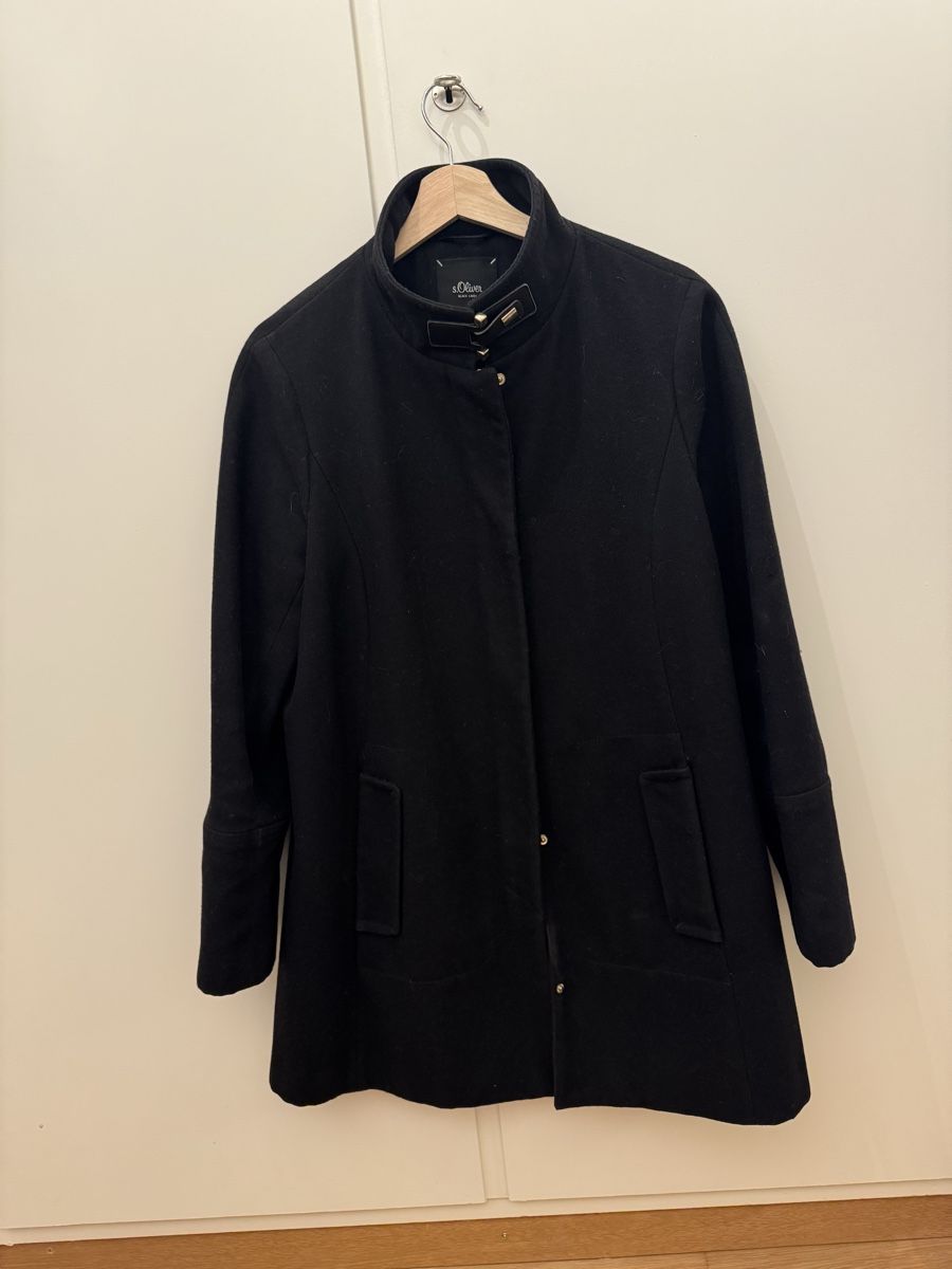 S.Oliver Cappotti: s.Oliver Black Label Mantel Gr. 36, Schwarz, Wolle – Usato da Zürich venduto da Flao_78376 1