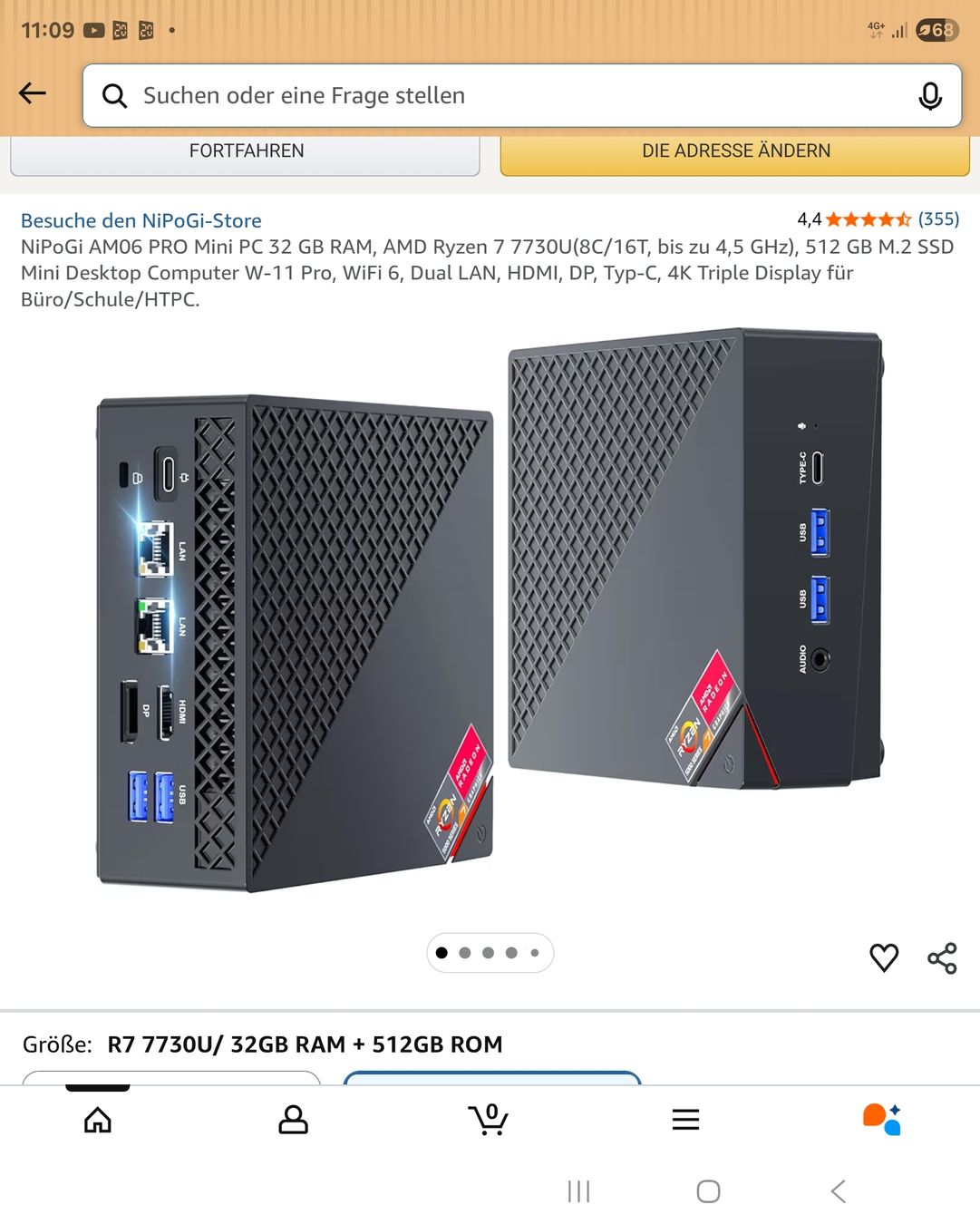 NIPOGI AM06 Pro Mini PC - AMD Ryzen 7, 32GB RAM, 512 SSD (Neu (gemäss ...