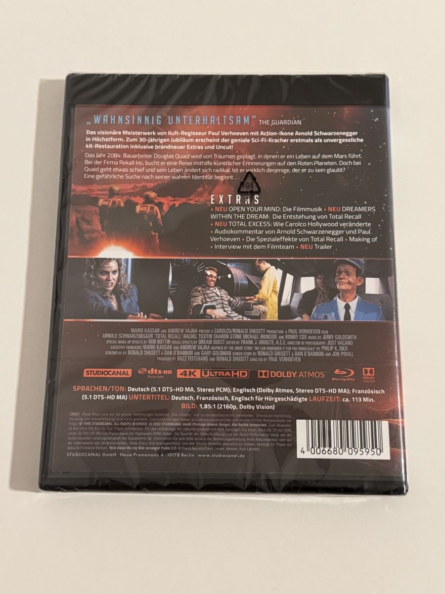Total Recall - 4K Ultra HD Blu Ray Arnold Schwarzenegger UHD (Neu und ...