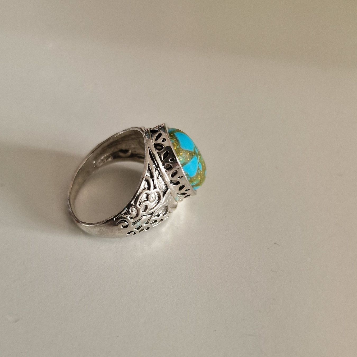 Anelli: Vintage Silberring mit Türkis-Stein, Grösse 58 – Usato da Birr venduto da sen_8djr 8