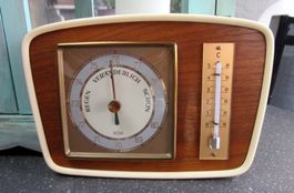 Mid Century Barometer,Thermometer, Holz Kunststoffrand Sundo