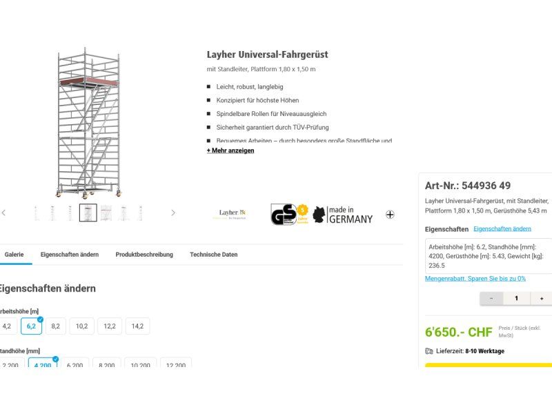 Ponteggi: Alu Rollgerüst/Treppenturm Neu – Nuovo (secondo la descrizione) da Goldach venduto da Top-Shops 1