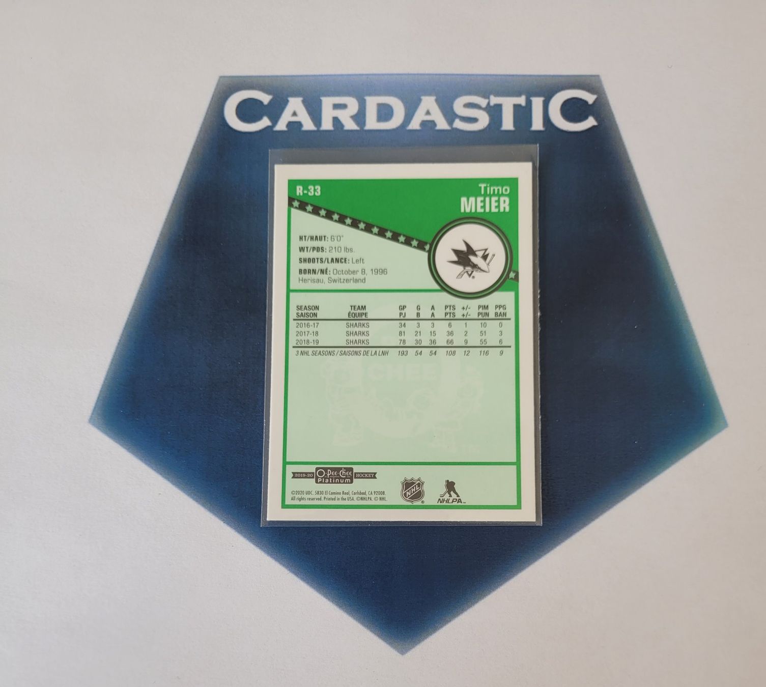 NHL Carte collezionabili: Timo Meier NHL 2019-20 OPC Platinum Retro – Usato da Laufen venduto da Cardastic 1