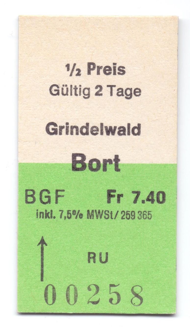 Biglietti: Billette Grindelwald - Bort BGF – Usato da Langenthal venduto da Sammlungs_aus