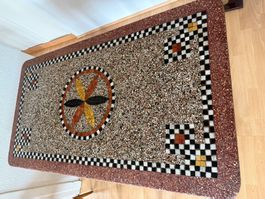 Mosaiktisch Terrazzo mit Holzbeinen antik sehr guter Zustand