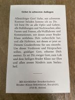 Gebetskärtchen Bruder Klaus Gebet schwere Anliegen Helgeli