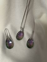 Parure collier et boucles d'oreilles cristaux couleur