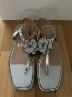 Chic Silver Sandals with Floral Detail - Size 40- NEW!