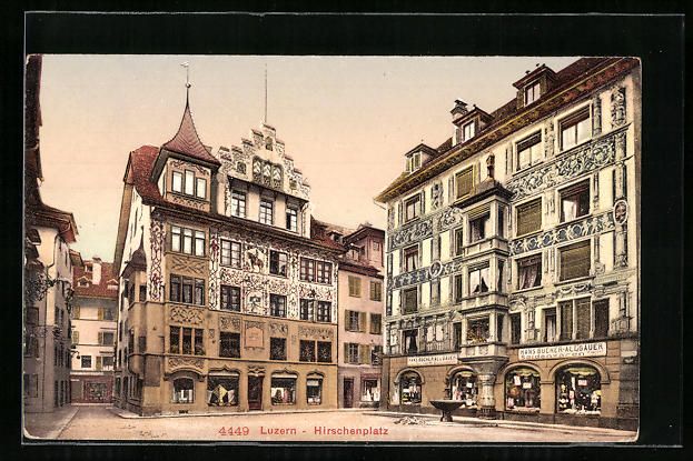 Cartoline postali: Luzern, Hirschenplatz mit Seidenwaren Ha – Usato da Berlin venduto da bartko-reher