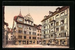 Luzern, Hirschenplatz mit Seidenwaren Ha