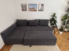 Ecksofa mit Bettfunktion in dunkelgrau