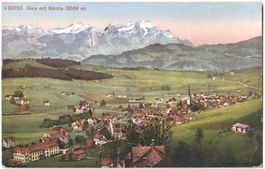 GAIS: Generalansicht mit Säntis, Farb-AK 1917