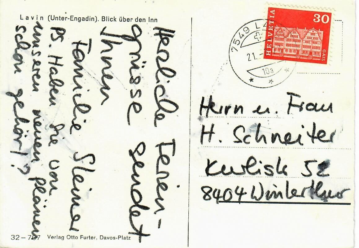 Cartoline postali: Lavin Unter Engadin – Usato da Hochdorf venduto da Ziegel-16 1