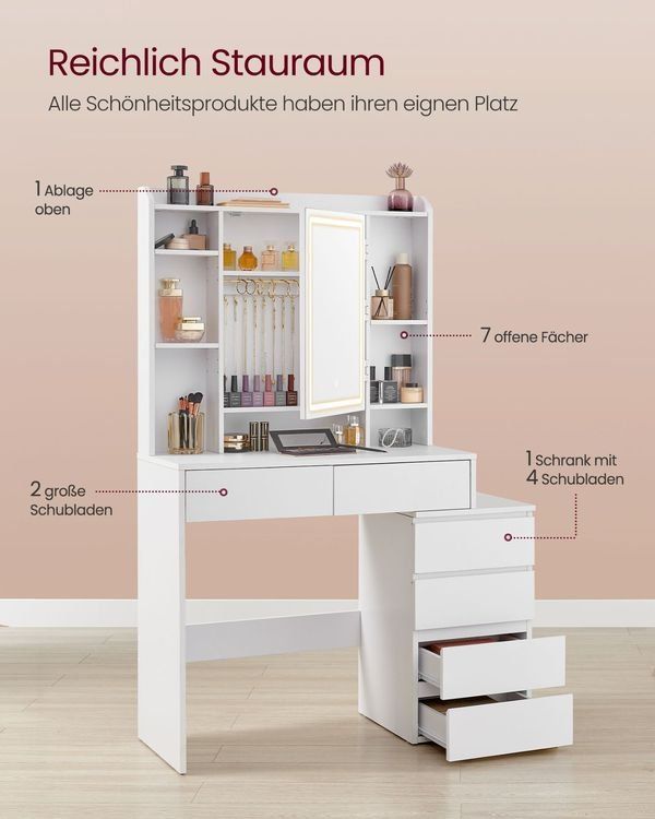 Tavoli da trucco: Schminktisch mit LED-Beleuchtung einstellbare Helligkeit MIA – Nuovo e nell'imballaggio originale da Lachen SZ venduto da MAMORU-MOEBEL 3
