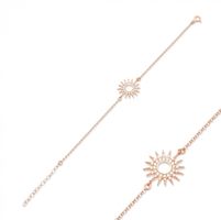 Armband 925 roségold Zirkonia Sonne Stern layer fein 15+5cm