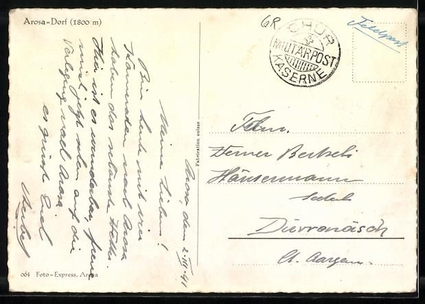 Cartoline postali: Arosa-Dorf, Winterliche Ortspartie mit S – Usato da Berlin venduto da bartko-reher 1