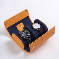 Leder-Uhrenetui, Uhrenrolle für 2 Uhren Orange für z.B Rolex