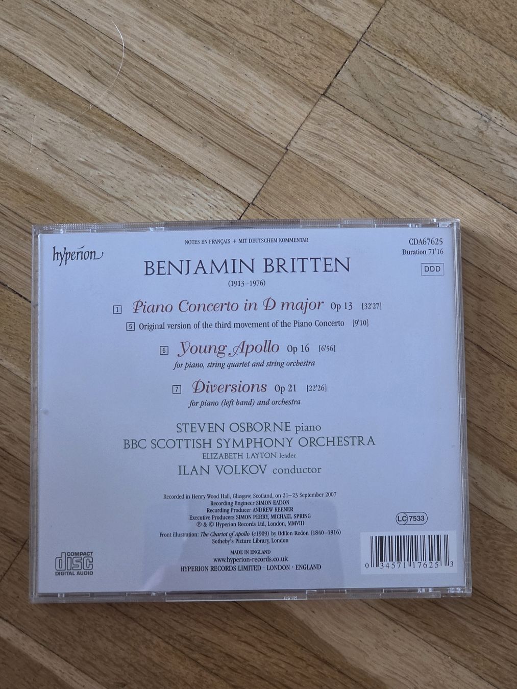 CDs: CD: Benjamin Britten: Piano Concerto, Young Apollo – D'occasion à Aesch BL par immon 1