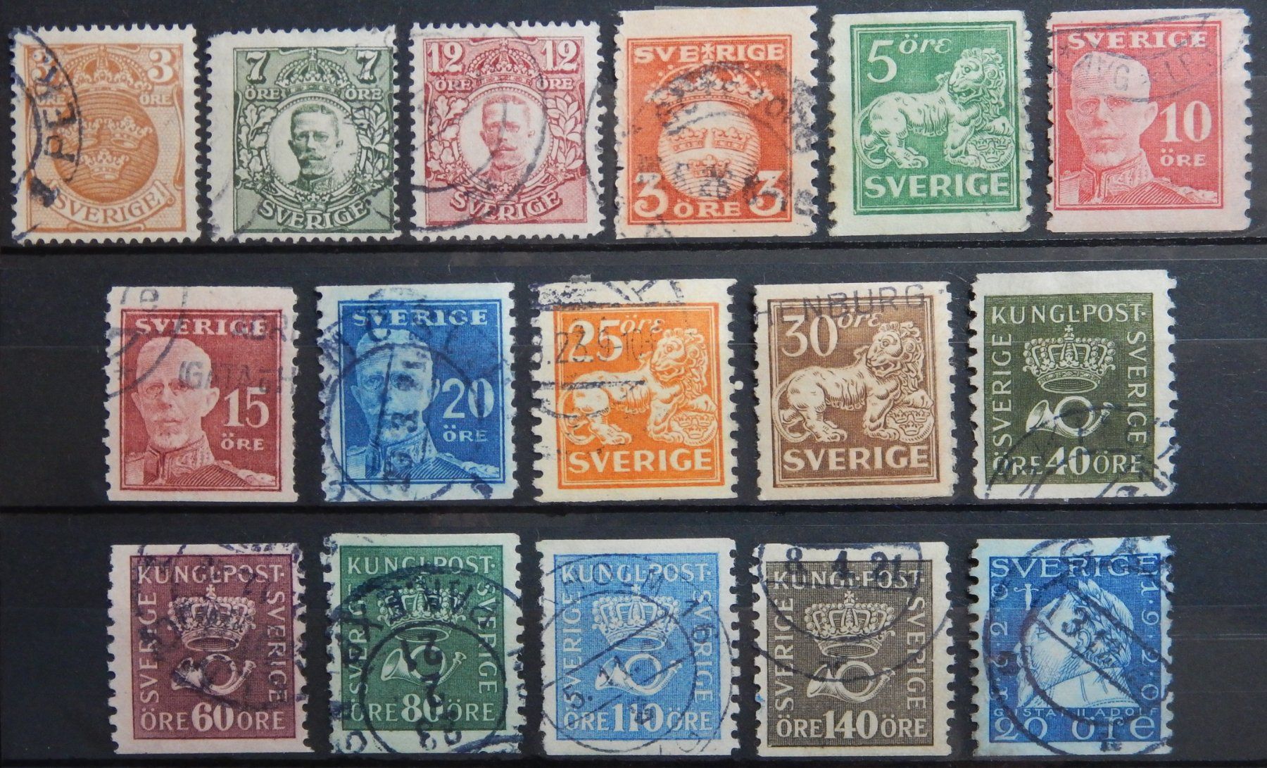 Tutti i francobolli: Schweden ex. Kat. 66-137 gest. 1911/20 – Usato da Zürich venduto da Muehlekauf