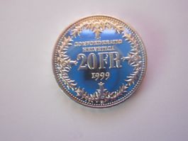 20 Fr. silber  Gedenkmünze 1999 150 Jahre Post unz/stgl