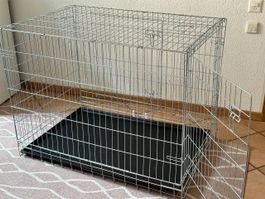 Cage pliante robuste pour chien avec bac en plastique - XXL