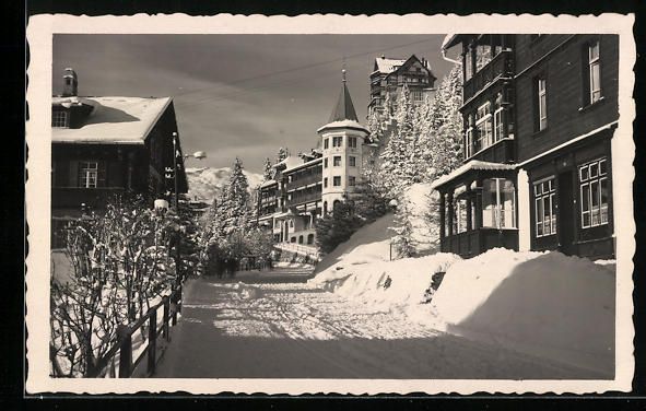 Cartoline postali: AK Arosa, Strassenpartie im Winter – Usato da Berlin venduto da bartko-reher