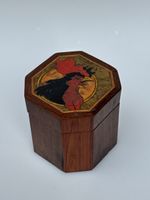 Scatola di legno ottagonale marqueterie Art nouveau