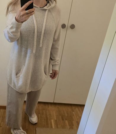 Long Hoodie Kaschmir beige Gr. L