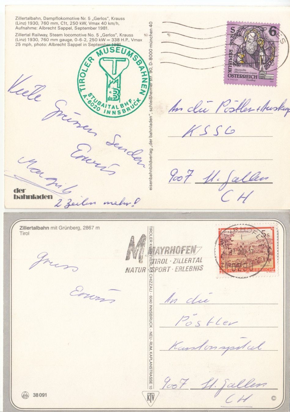 Cartoline postali: Zillertalbahn, 3 Karten – Usato da Bürglen TG venduto da StampGraf 2