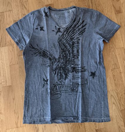 Herren T-Shirt L Camp David blau mit Adlermotiv gebraucht