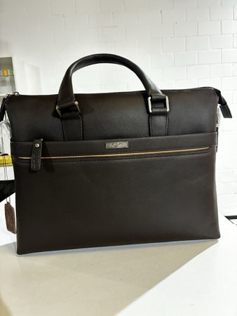 Elegante Handtasche für Laptop – 100% Leder, Dunkelbraun
