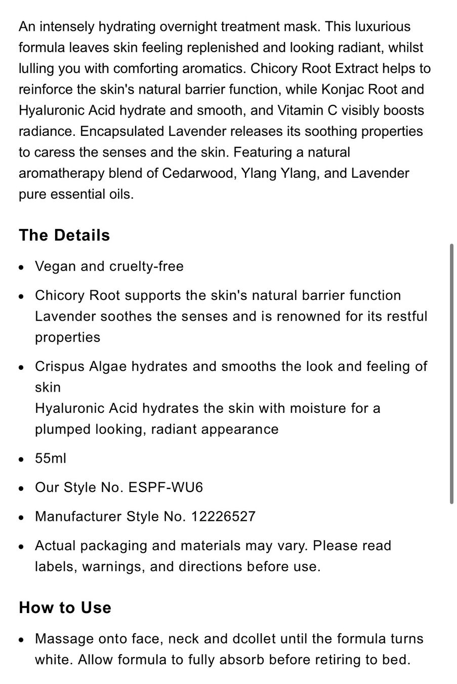 Cura del viso: ESPA Overnight Hydration Therapy - Mini Grösse - Neu! – Nuovo e nell'imballaggio originale da Zürich venduto da deruja 4