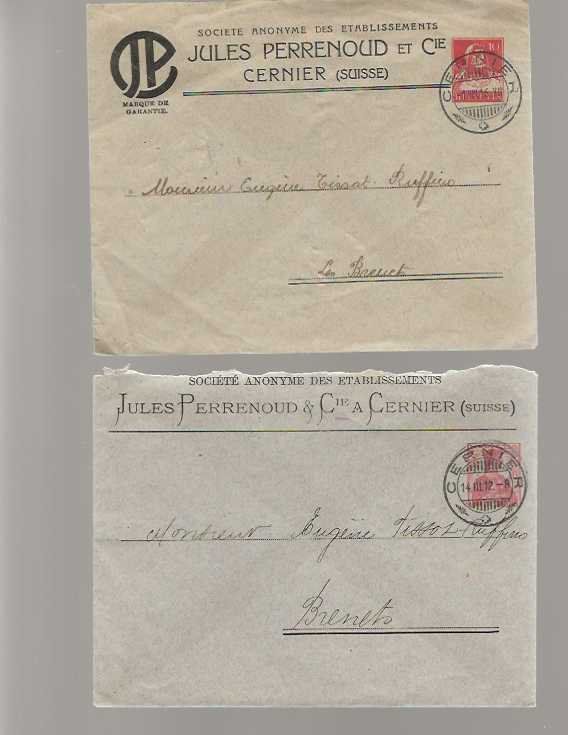 Buste & buste per spedizione: lettre Jules Perrenoud Cernier – Usato da Sorvilier venduto da carose01