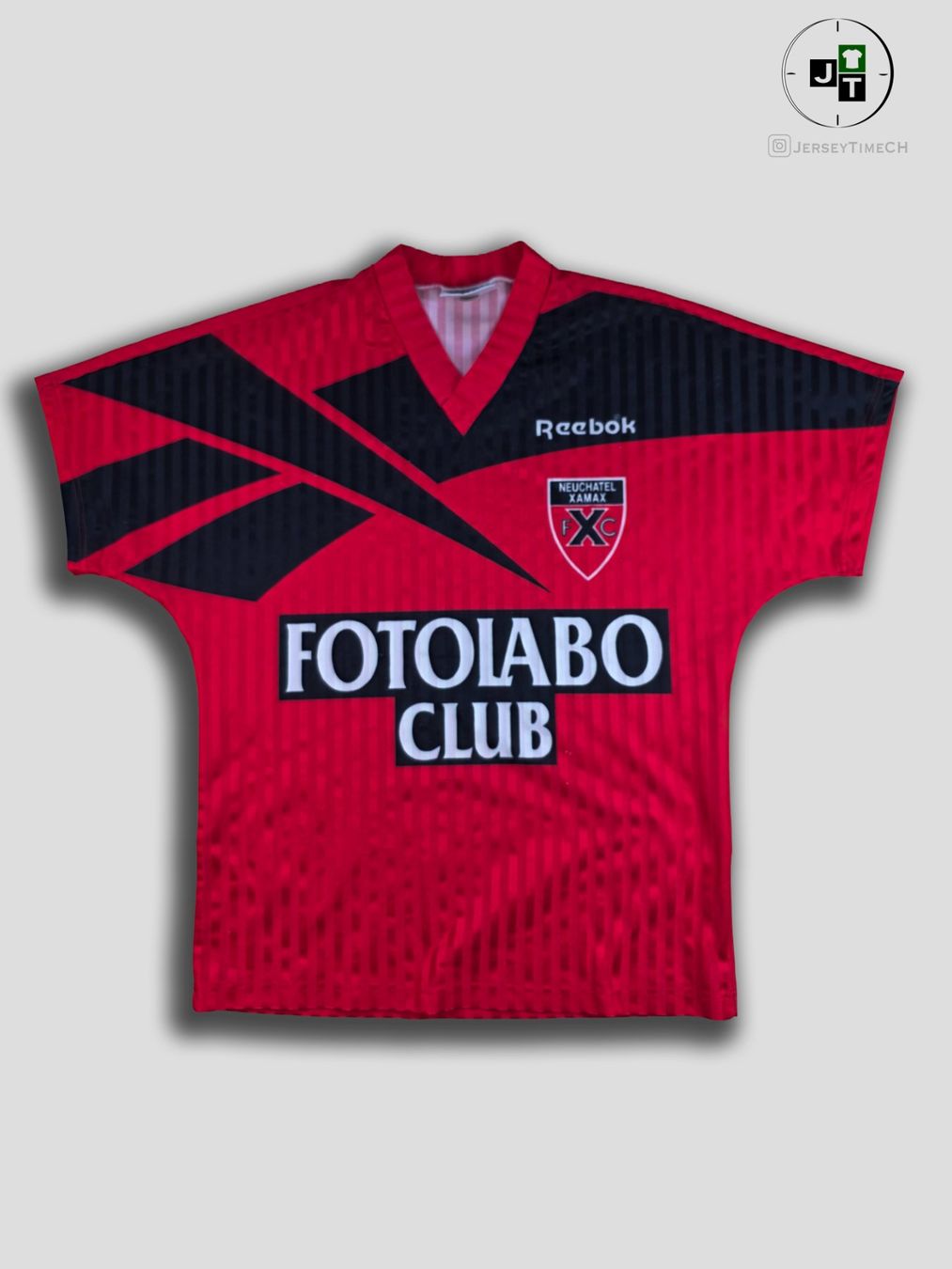 Reebok Scarpe, pantaloni & magliette da ginnastica: NEUCHATEL XAMAX 93/94 TRIKOT – Usato da Lüchingen venduto da Jersey_Time