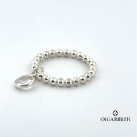 Kugel Silber Ring 925 mit Charm Grösse 60