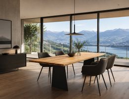 Esstisch Massivholz Eiche Metallgestell modern L200cm