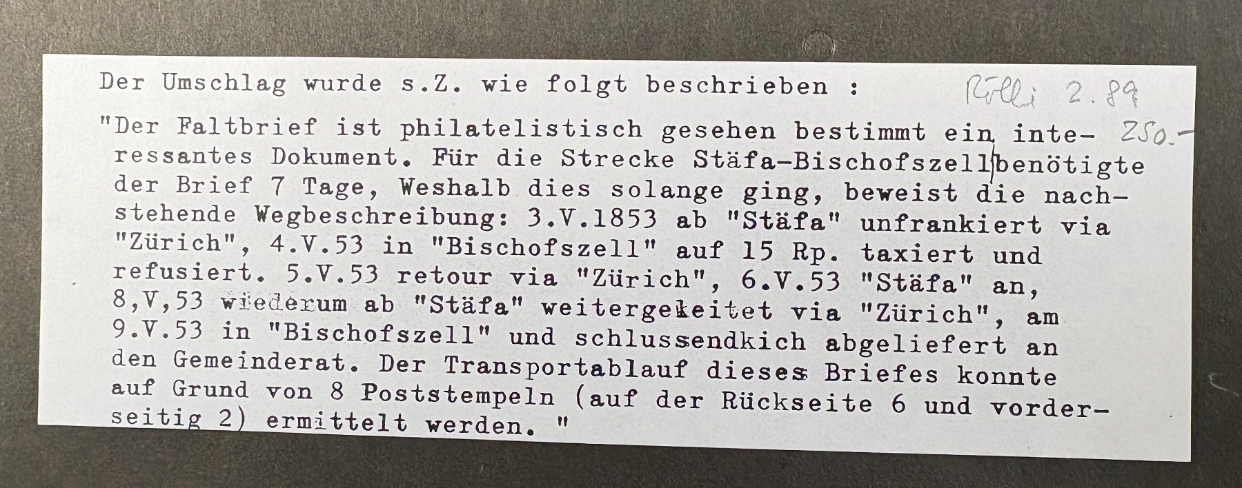 Tutti i francobolli: FALTBRIEF SCHWEIZ RAYON I UND II – Usato da Ostermundigen venduto da Heavenmaus75 2