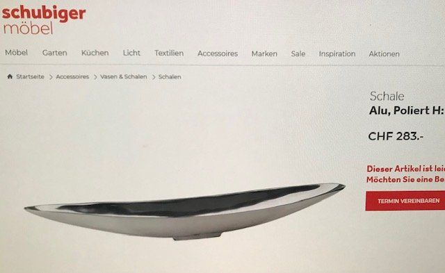 Tutte le decorazioni: Dekorative grosse Alu Schale – Usato da Neu St. Johann venduto da Stewardess78 2