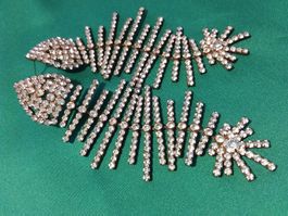 Vintage exquisite Strass Fisch Ohrhänger