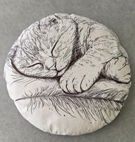 Rundes Kissen mit Katzen Motiv, neu
