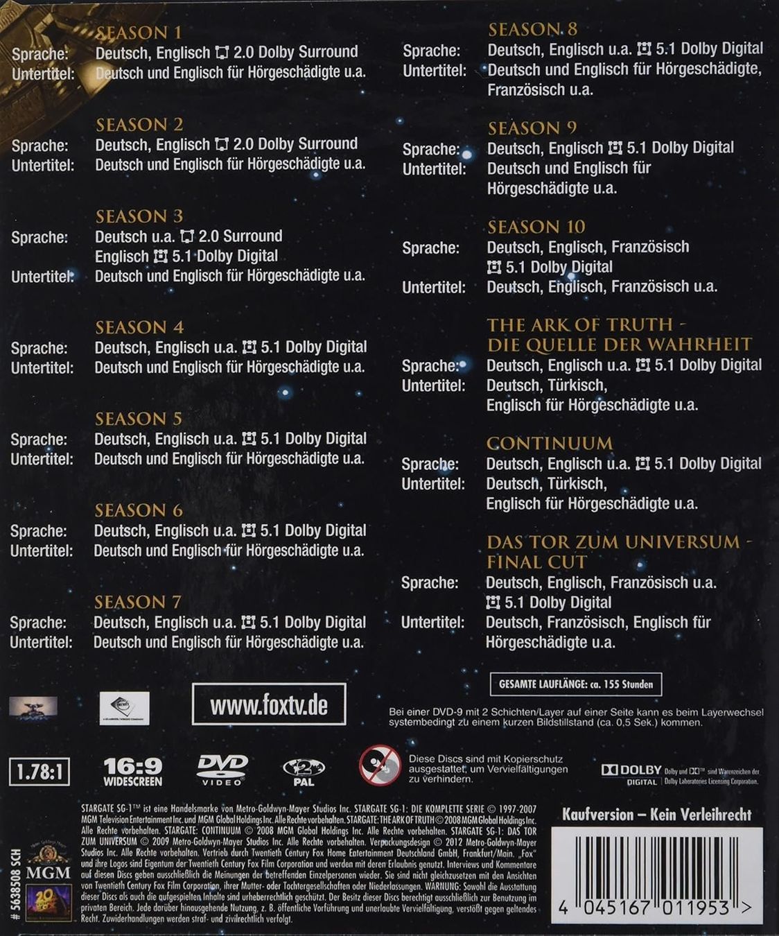 Tutti i DVDs: Stargate Kommando SG-1 Die kompl. Serie – Nuovo e nell'imballaggio originale da Eschen venduto da 33shaggy33 2