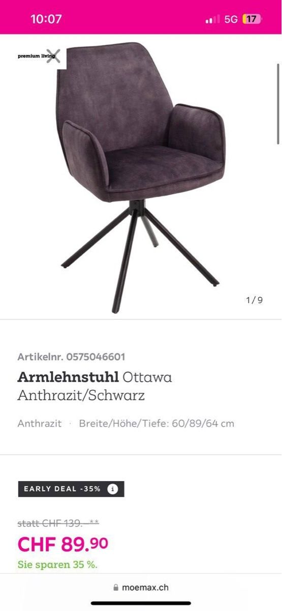 Mömax Chaises: Set mit 4 Armlehnstühlen  – D'occasion à Ettenhausen TG par phi_2nym
