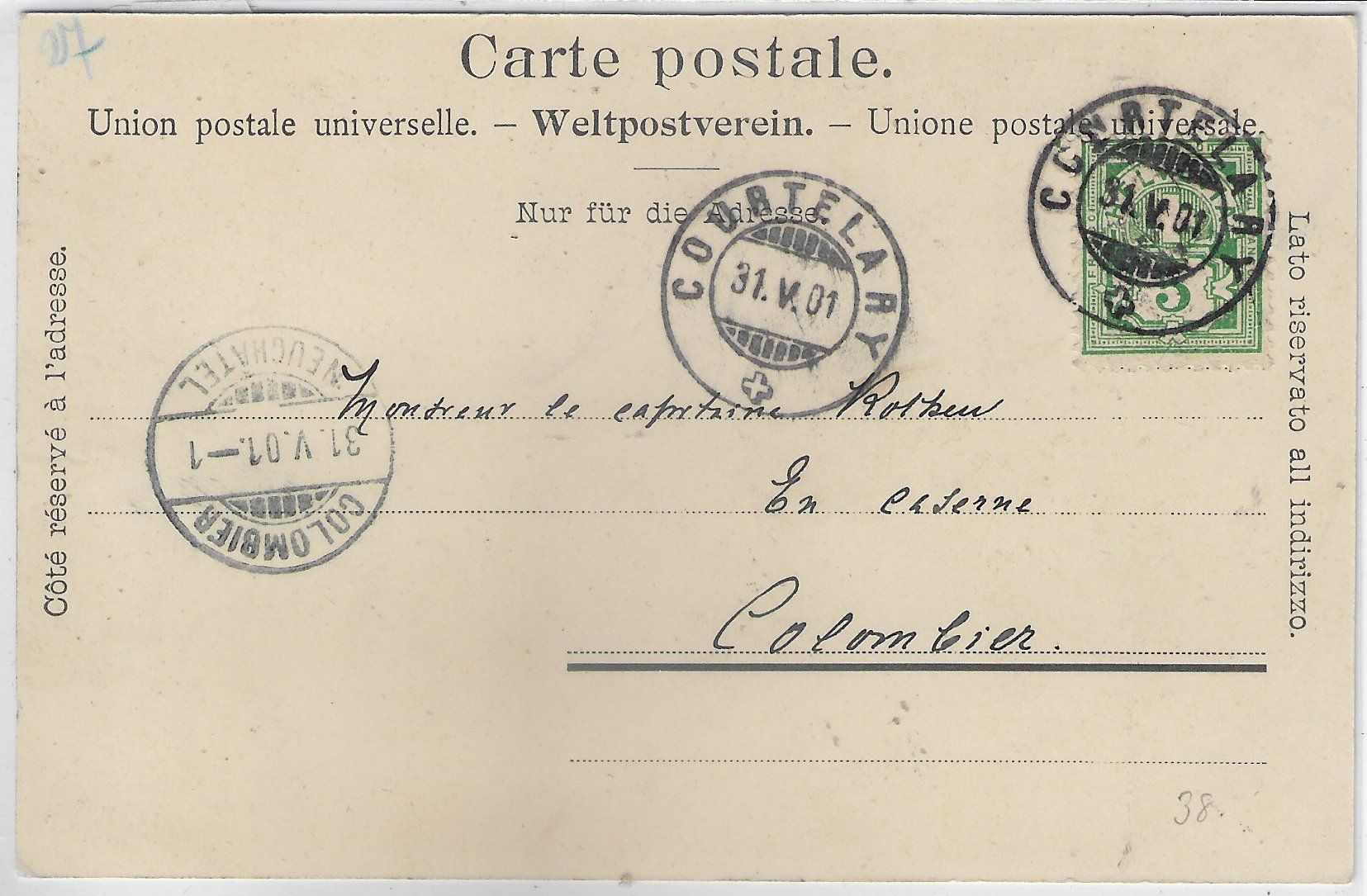 Cartoline postali: Courtelary - La Prefecture - animee – Usato da Ettingen venduto da Kartenplanet 1