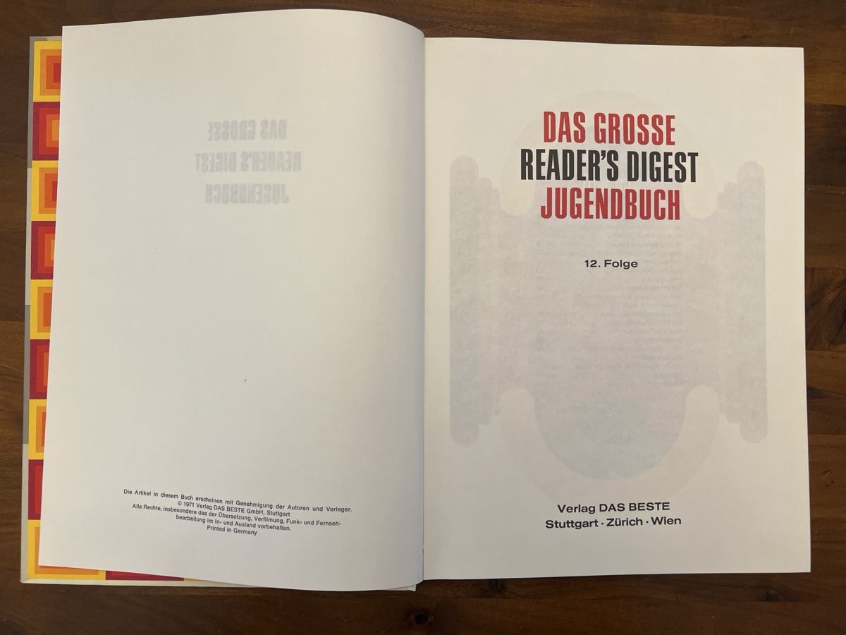 Libri: Das Grosse Reader's Digest Jugendbuch 12 Vintage – Usato da Altdorf UR venduto da JanAil 1