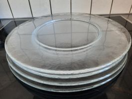 4 grandes SOUS-ASSIETTES de PRÉSENTATION. En VERRE épais