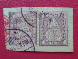 1882: ABART: 51.2.01 (Doppelprä) BRIEFSTÜCK +Attest, 6'500.-