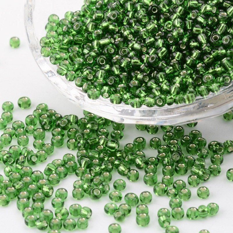 Perle (finte): Rocailles Silberlinie Grün 30g / 3mm – Nuovo (secondo la descrizione) da Rüegsau venduto da Tausendfreund