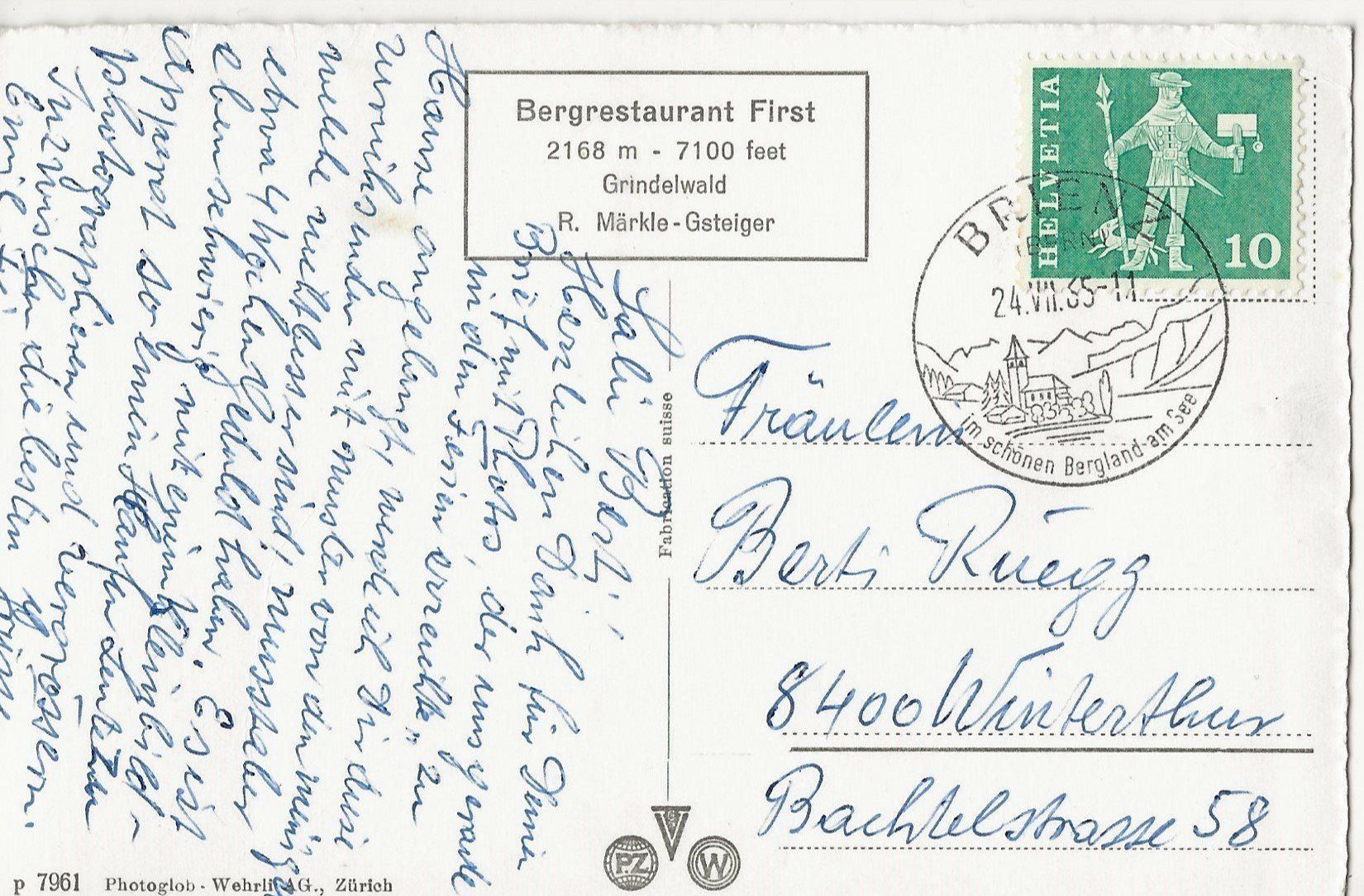 Cartoline postali: Grindelwald,Saumtier,Maultier,1965 – Usato da Frauenfeld venduto da Merk52 1