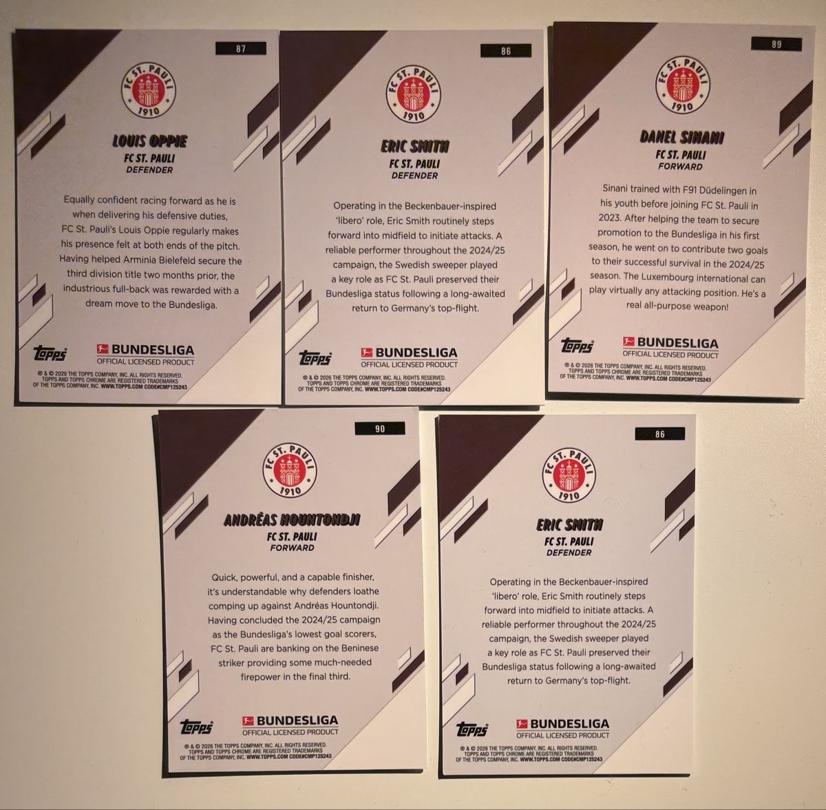 Topps Sammelbilder & Trading cards: St Pauli Topps Chrome Bundesliga – Neu (gemäss Beschreibung) aus Meilen von rr0 1