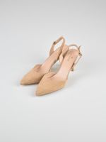 Verde Slingback Pumps Gr.39, Wildleder-Optik, beige